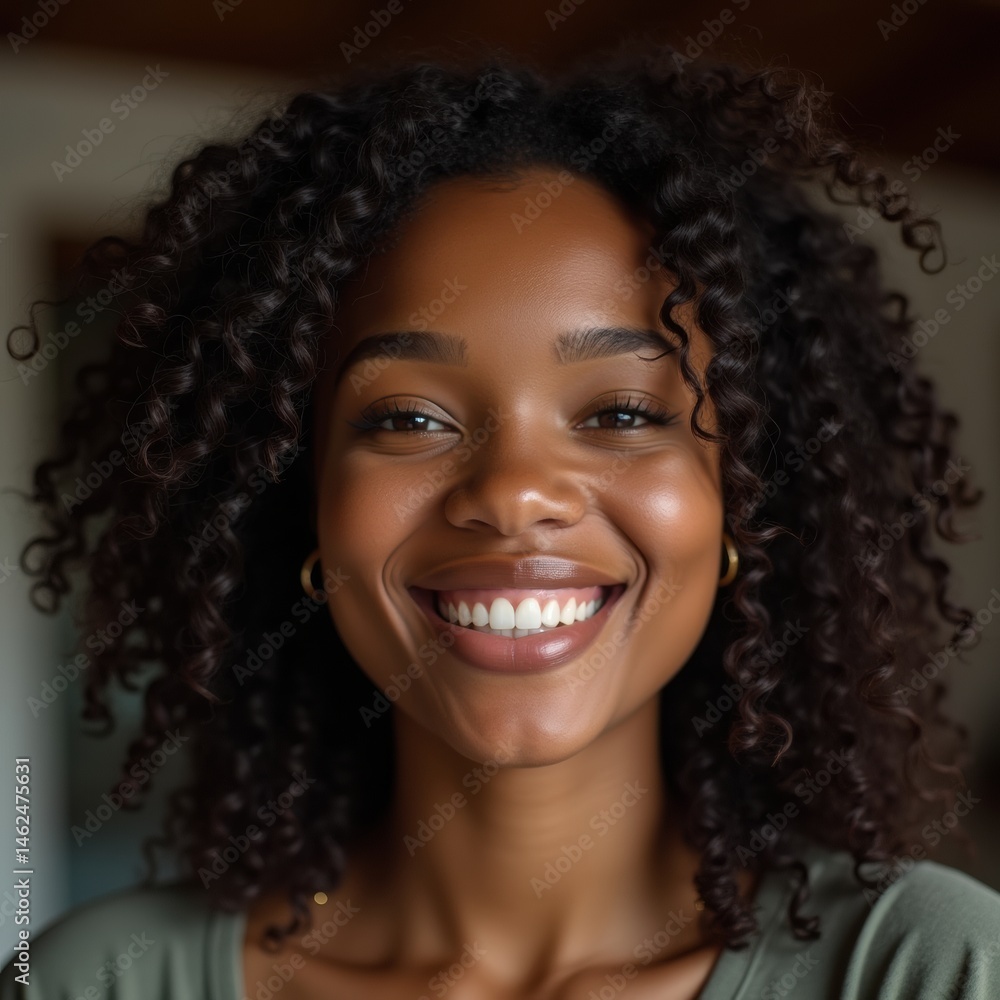 Close-up of black trans woman smiling warmly Close-up of black trans woman smiling warmly