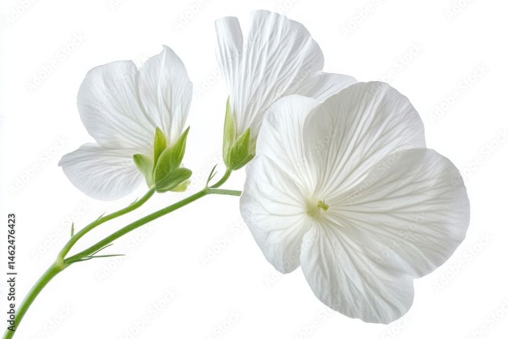 Fototapeta premium Delicate white flower close up shot on white background
