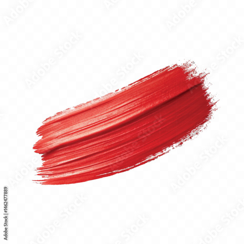 abstract smooth smudged carmine red lipstick swatch stroke isolated on transparent background
