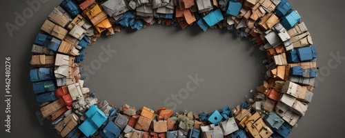 Obraz na płótnie Recycled materials arranged in a circular pattern, showing different textures and colors , composition, items w salonie