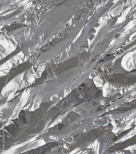 Obraz na płótnie Shimmering silver foil, crinkled texture, reflective surface, abstract, glare w salonie