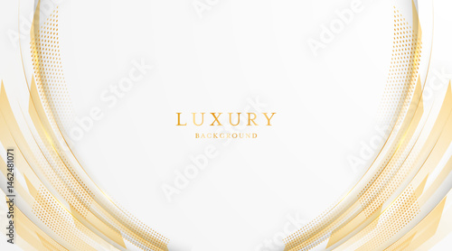 White background with elegant golden lines, use for template or cover. Elegant premium white background. vector illustration	