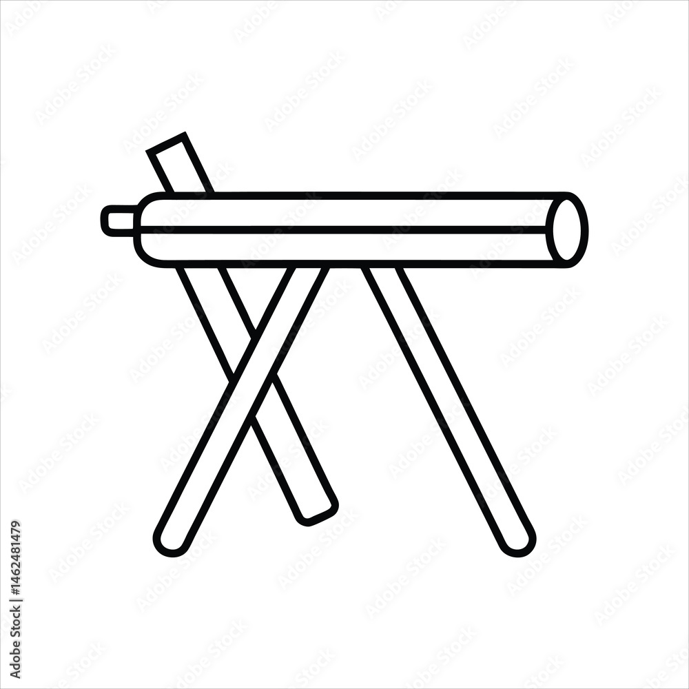 Sawhorse Icon for Cutting Logs Line Art Vector Sawhorse Icon for Cutting Logs Line Art Vector