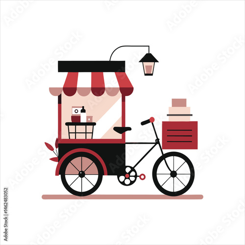  Urban Coffee Shop Scene with Cargo Bike Icon