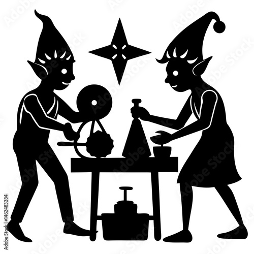 A black silhouette illustration shows a Halloween witch with a broom