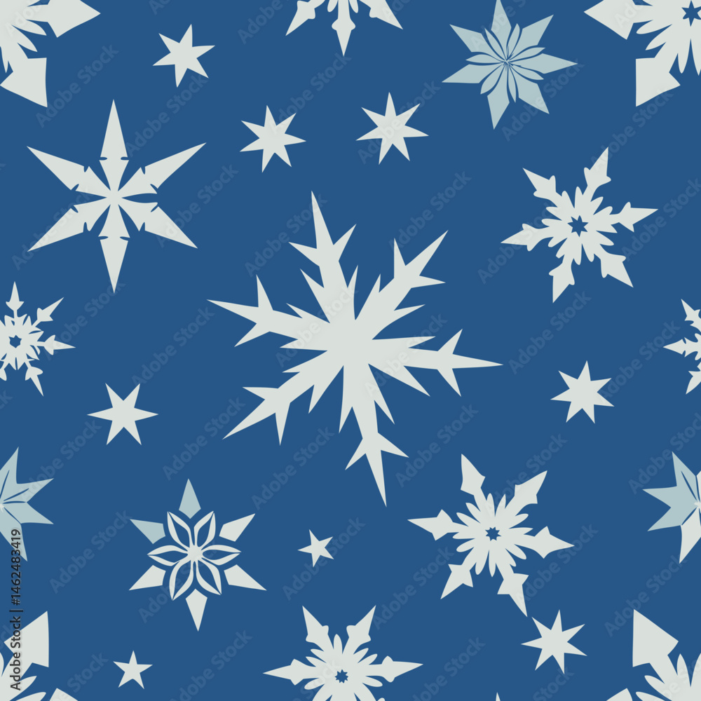 Winter holiday design features a seamless blue pattern with falling white snowflakes, a festive Christmas decoration Winter holiday design features a seamless blue pattern with falling white snowflakes, a festive Christmas decoration
