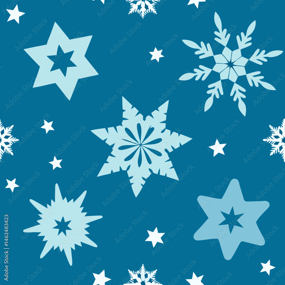 Winter holiday design features a seamless blue pattern with falling white snowflakes, a festive Christmas decoration Winter holiday design features a seamless blue pattern with falling white snowflakes, a festive Christmas decoration