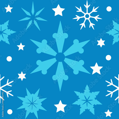 Wallpaper Mural Winter holiday design features a seamless blue pattern with falling white snowflakes, a festive Christmas decoration Torontodigital.ca