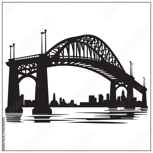 Bridge Silhouette, River, Sunset