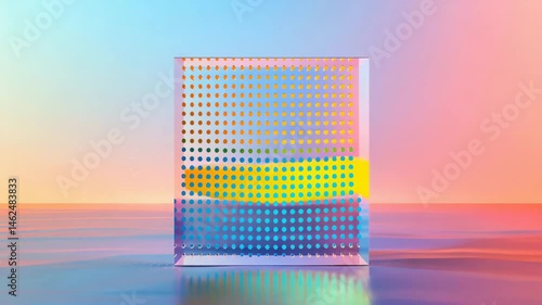 A plastic transparent plate that changes color with many small round holes