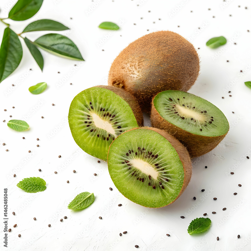 Fototapeta premium Kiwi is a small, brown, fuzzy fruit