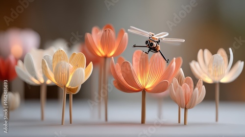 AI-Eco Future Style concept. Glowing natural blooms in a serene environment