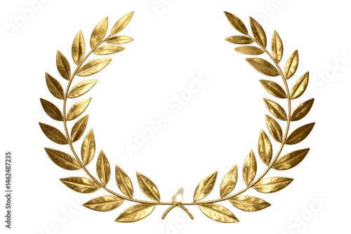  Set of Gold laurel wreath, gold leaf crown with olive leaves on a transparent background