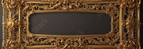 Elegant gold scrollwork, vintage frame with rich details , gold, wedding