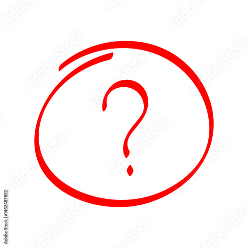 Red question result mark hand drawn
