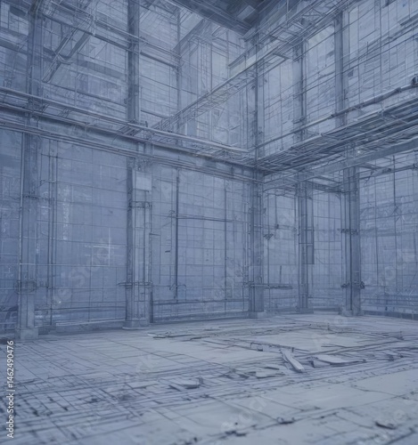 Obraz na płótnie Architectural blueprint photo effect; grid overlay on construction theme, blueprints backdrop , project, texture, grunge w salonie