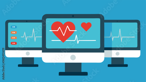 Health Monitoring A closeup of monitors displaying vital signs like heart rate and oxygen levels ensuring the patients stability throughout the scan.