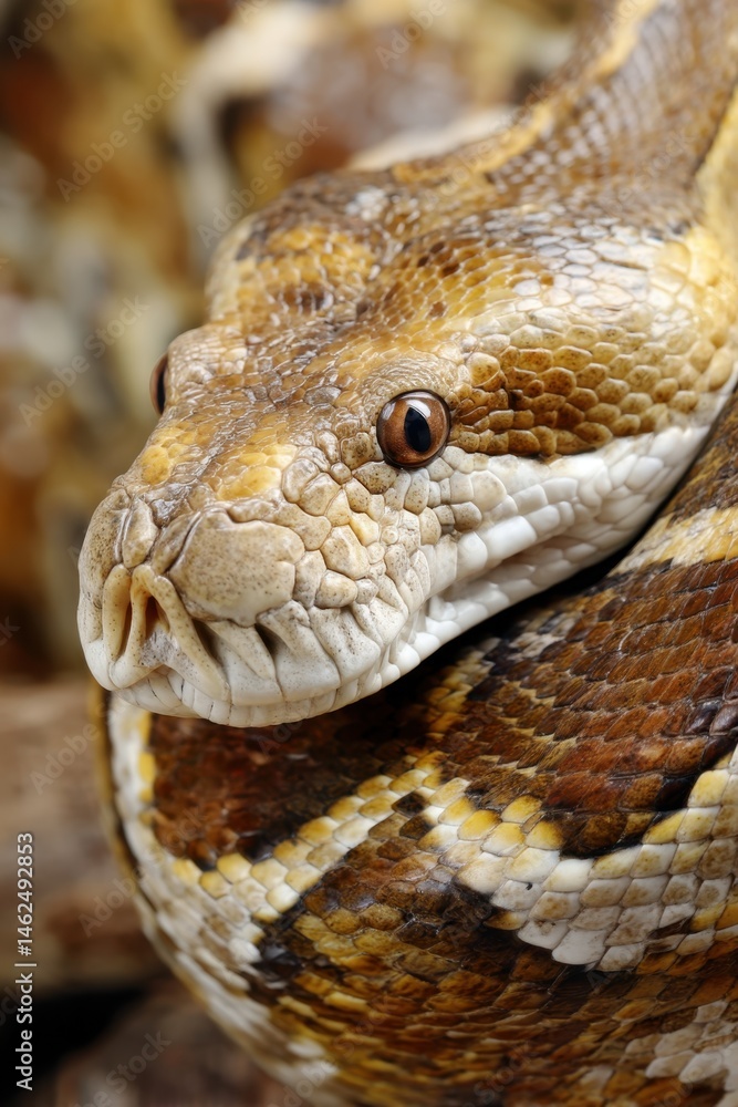 Fototapeta premium CloseUp of Python Head with Intense Gaze – World Snake Day