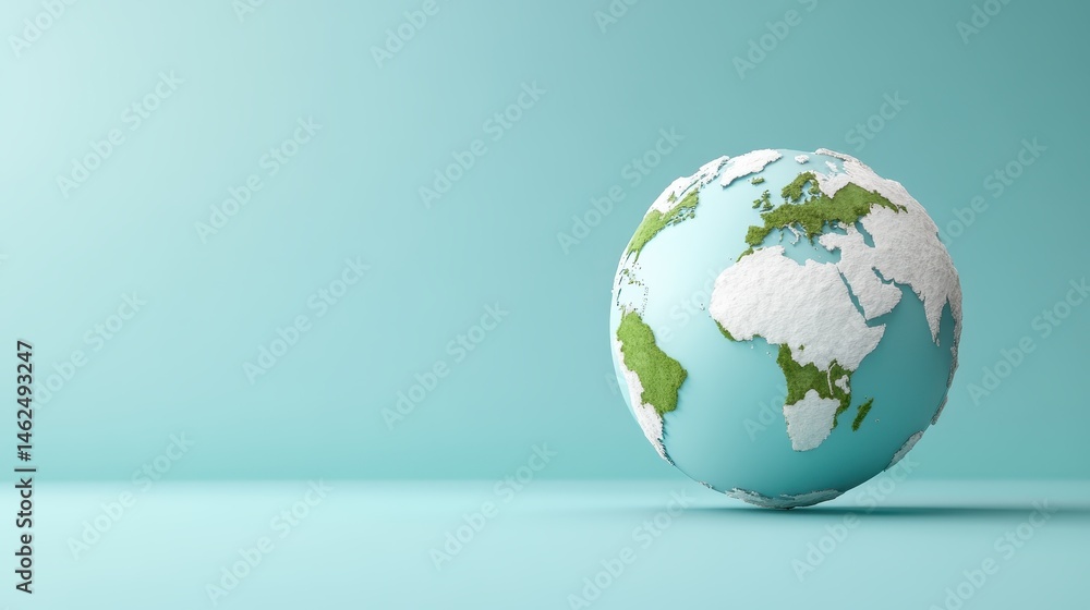 A beautifully textured globe illustrating the world's continents in green and blue tones, captured against a soft background, emphasizing global awareness and interconnectedness. A beautifully textured globe illustrating the world's continents in green and blue tones, captured against a soft background, emphasizing global awareness and interconnectedness.