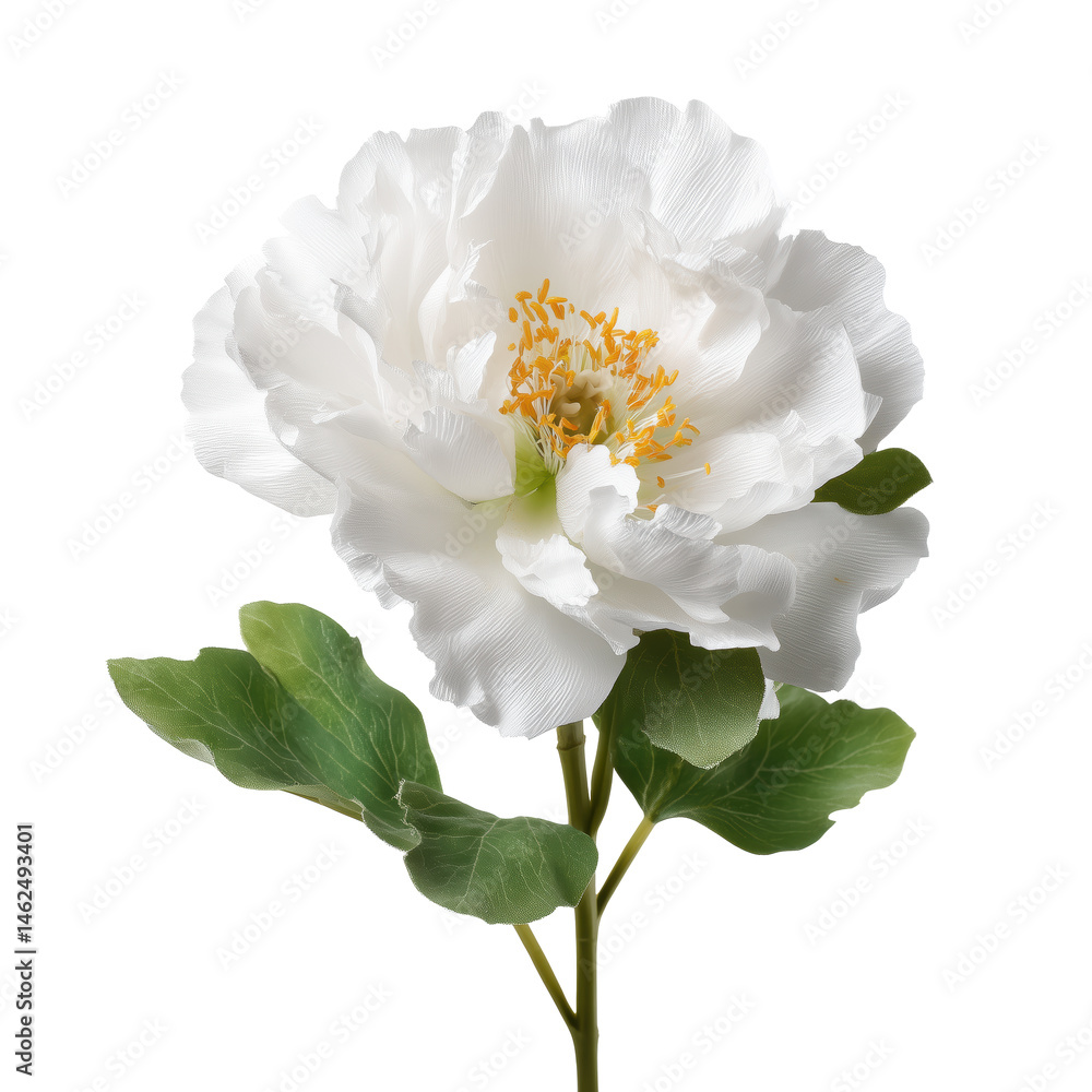 Fototapeta premium Exquisite White Peony in Full Bloom , isolated on white background png