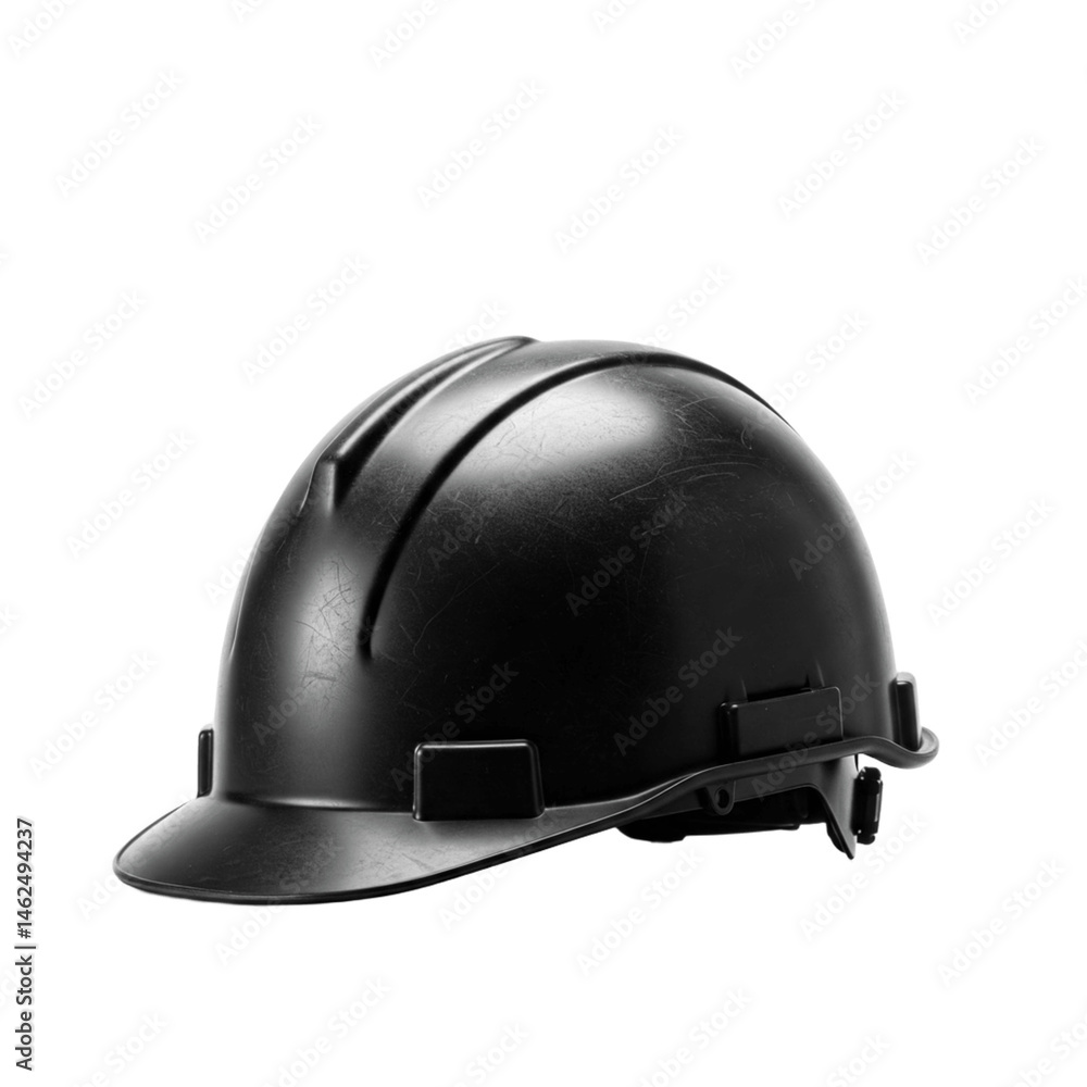 Fototapeta premium Black Engineer helmet on transparent background.