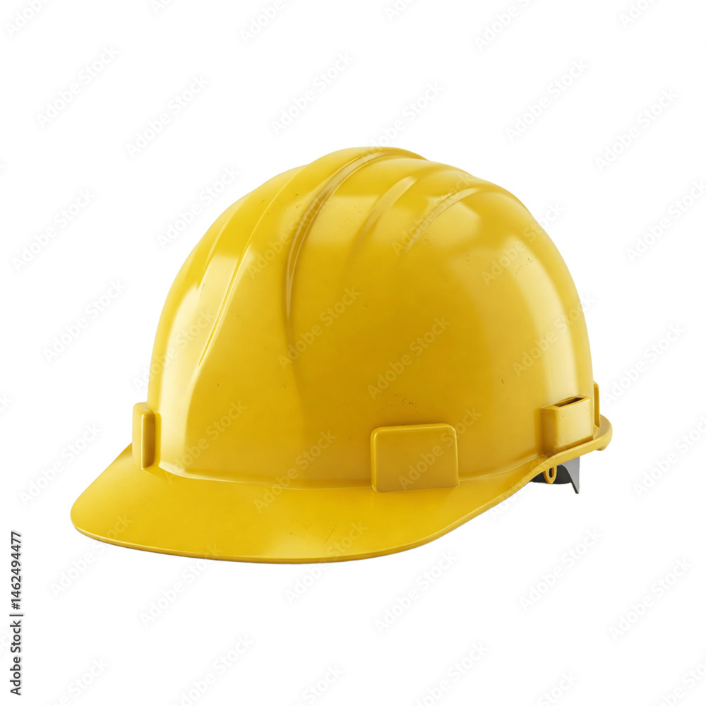 Fototapeta premium yellow hard hat, Engineer helmet on transparent background.