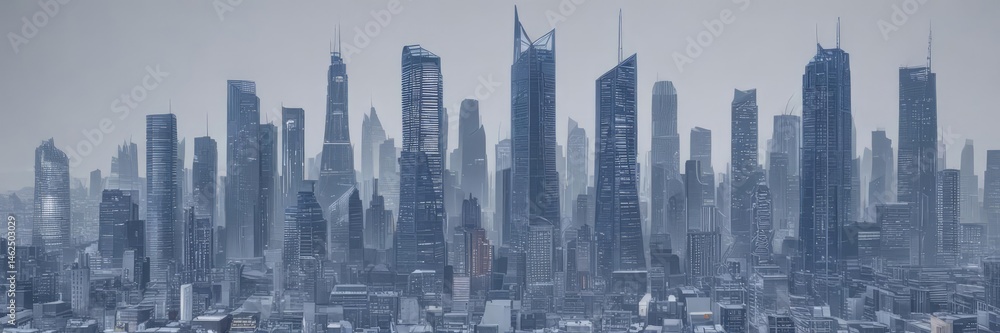 Fototapeta premium Blueprint city skyline, intricate lines, architectural detail, abstract, white, technical drawing