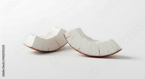 Minimalist product photo of dried coconut chunks