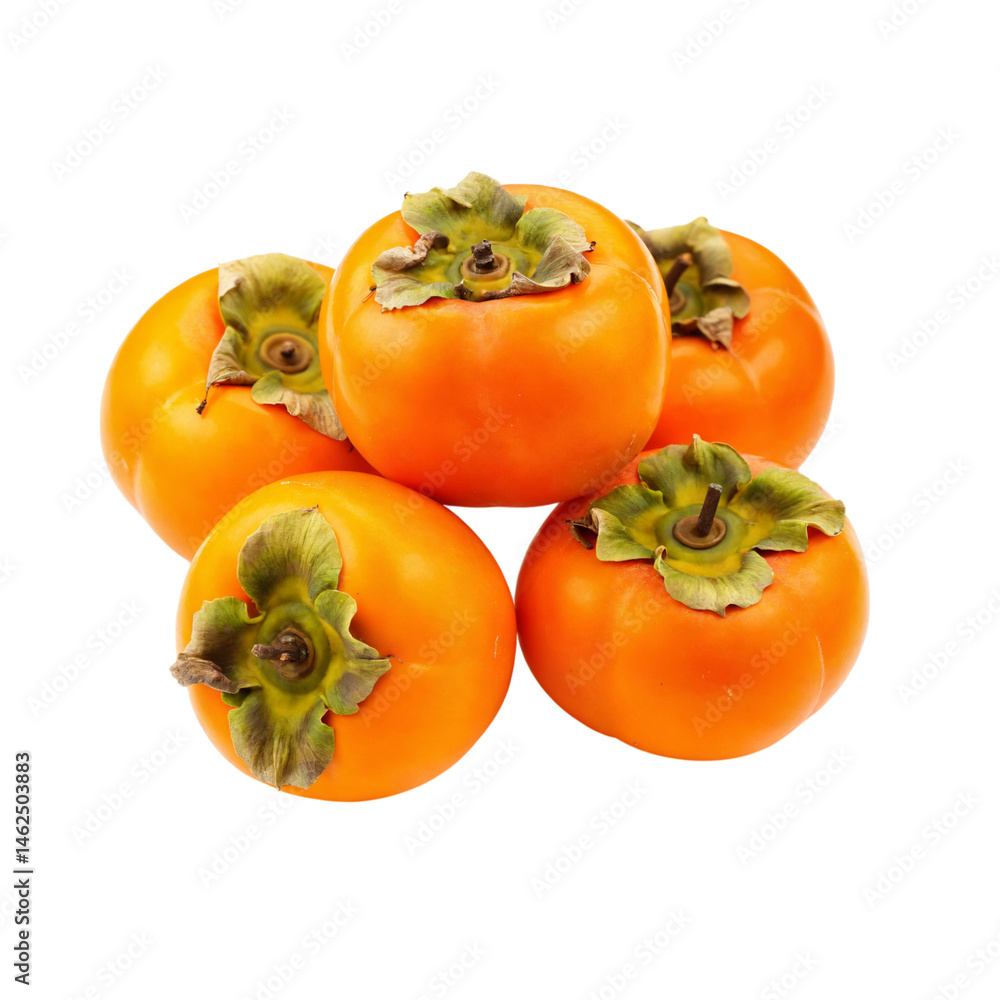 Persimmons arranged artistically with vibrant orange color showcasing fresh fruit quality and seasonal harvest