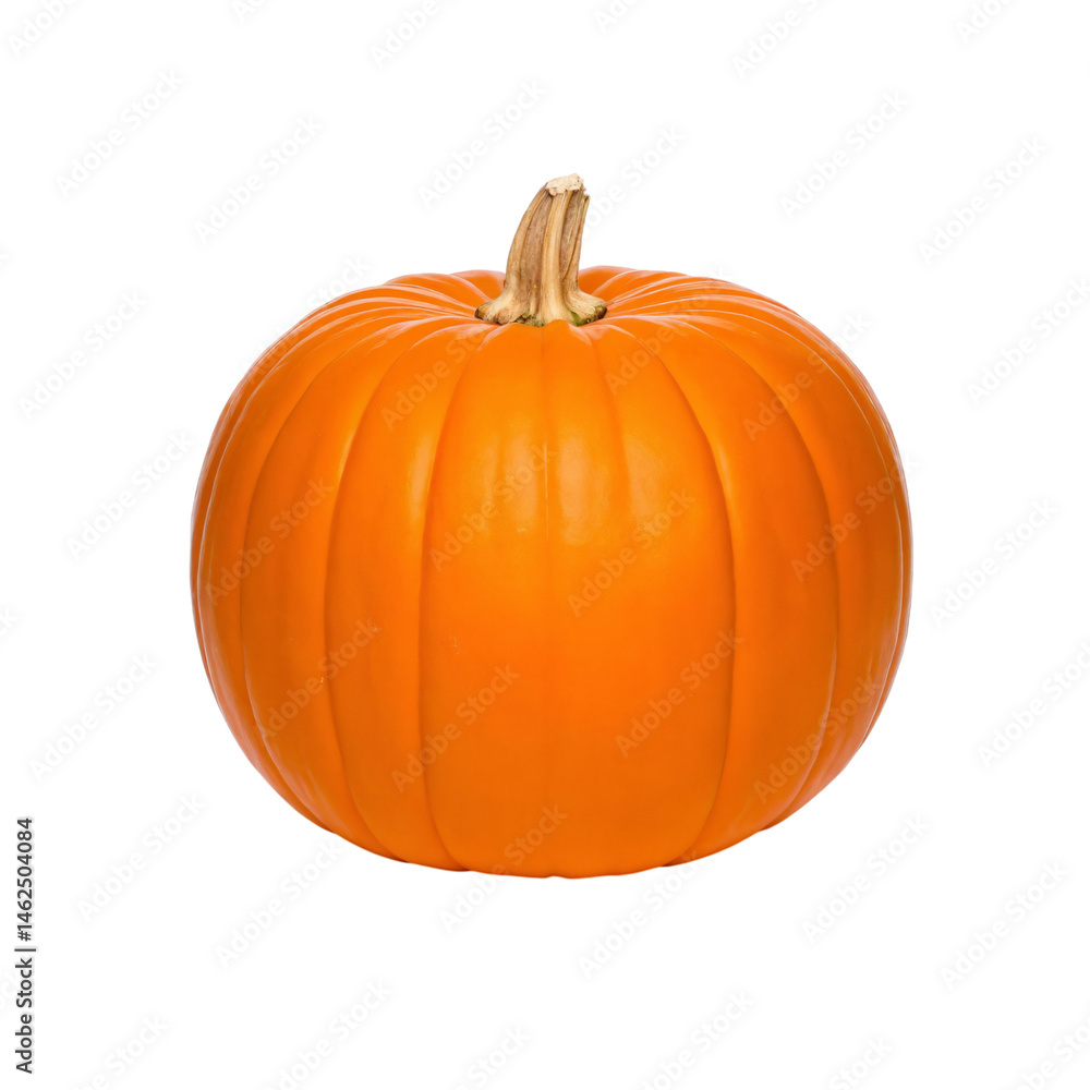 Bright orange pumpkin resting on a clean surface, ready for autumn decorations