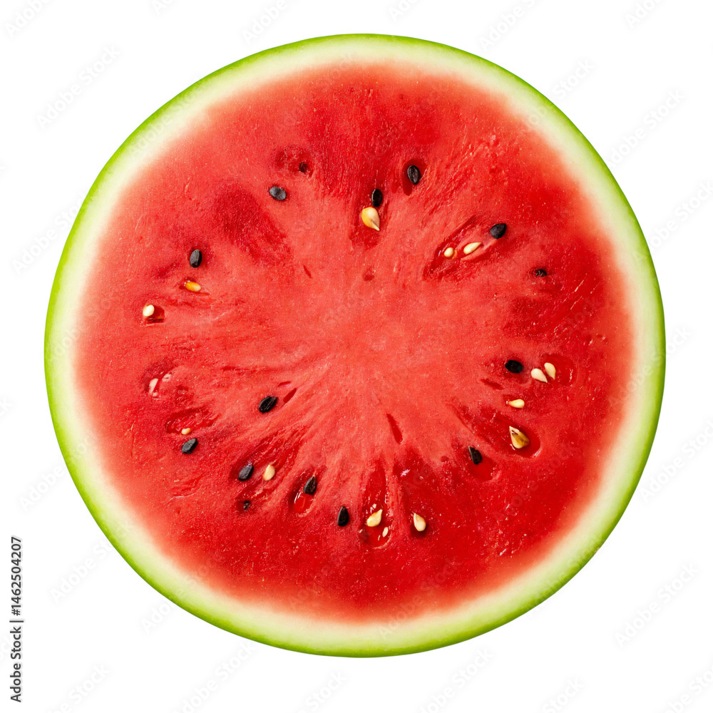 Freshly sliced watermelon showcasing vibrant red flesh and green rind
