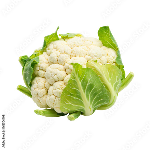 Fresh cauliflower with green leaves ready for cooking or eating, perfect for healthy meals