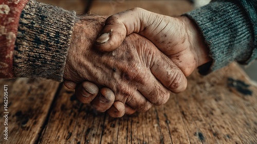 A handshake between two hands.