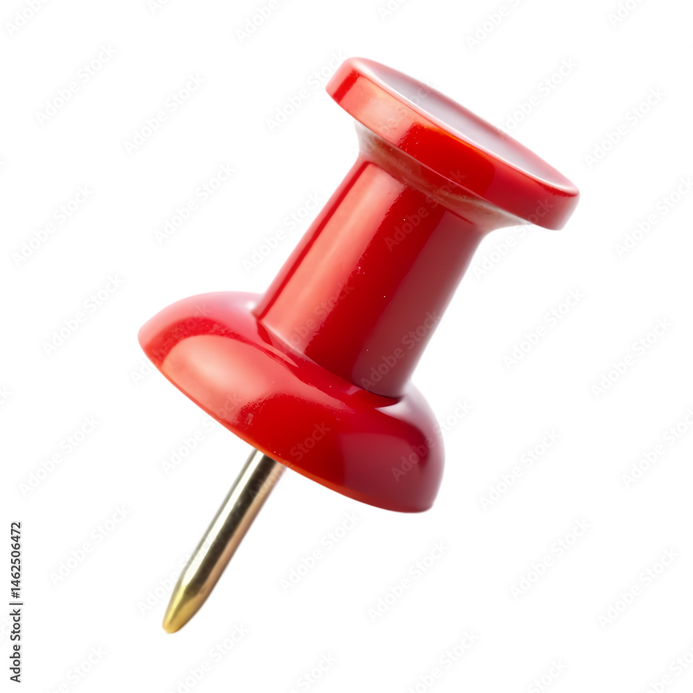 Red Push Pin Closeup isolated on transparent background Red Push Pin Closeup isolated on transparent background