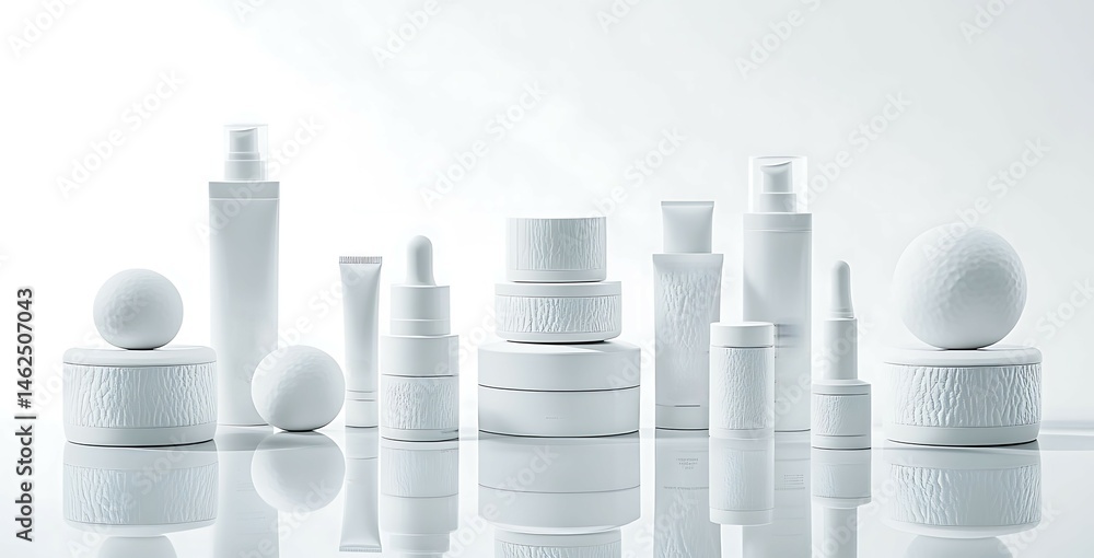 A set of skincare products on a white background A set of skincare products on a white background