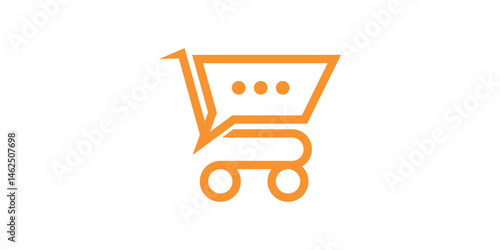 logo design for quick shopping, cart and chat bubble. online marketing. logo design templates, icons, vectors, symbols, creative, ideas.