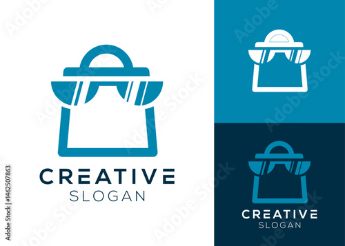 Sunglasses with shopping bag logo design for shopping and online shop