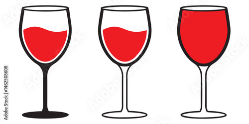 set of wine glass vector silhouette, wine glass icon vector illustration
