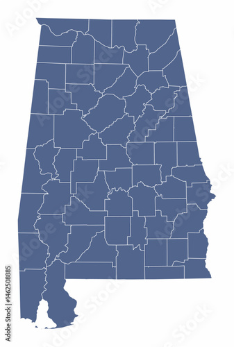 Obraz na płótnie Alabama State administrative map w salonie