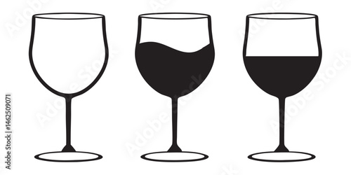 set of wine glass vector silhouette, wine glass icon vector illustration