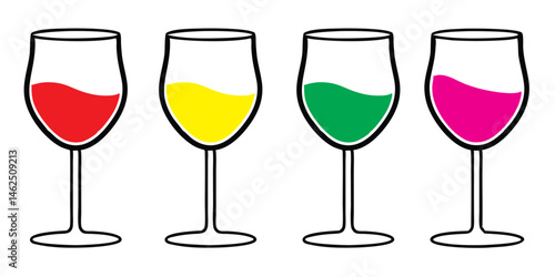 set of wine glass vector silhouette, wine glass icon vector illustration