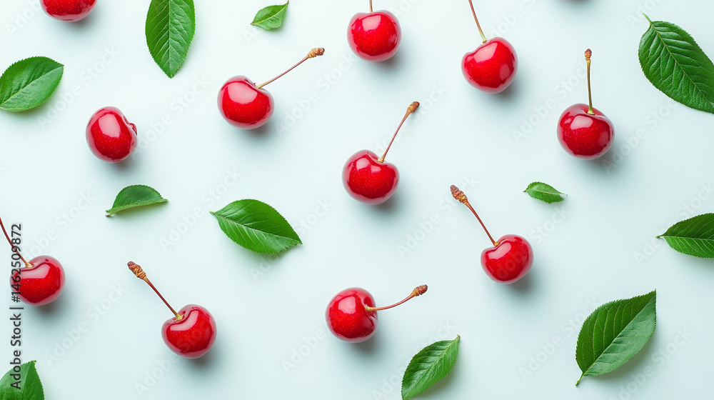 A grouping of cherries neatly isolated on a white backdrop A grouping of cherries neatly isolated on a white backdrop