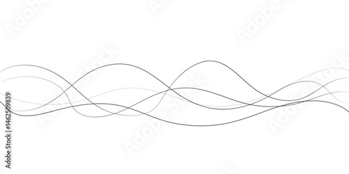 A minimalist abstract image featuring multiple, interwoven, wavy lines in varying thicknesses and dashed patterns.	