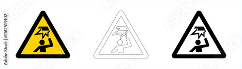 Warning risk of head injury due to low overhead clearance in vector format