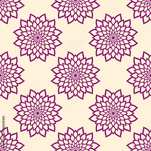 Purple flower pattern, repetitive and geometric 