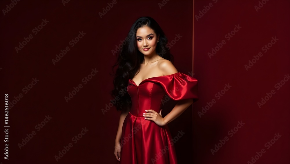Fototapeta premium young woman in red dress