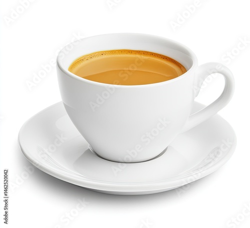 Wallpaper Mural A white ceramic coffee cup filled with light brown coffee sits on a matching saucer.  The coffee is a light, golden-tan color and has a visible crema Torontodigital.ca