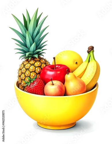 fruit bowl isolated on white