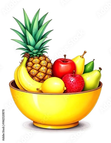 fruit bowl isolated on white background