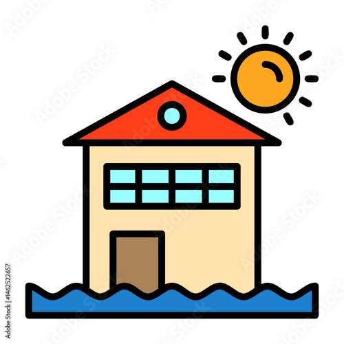 Beach house Flat Vector Icon